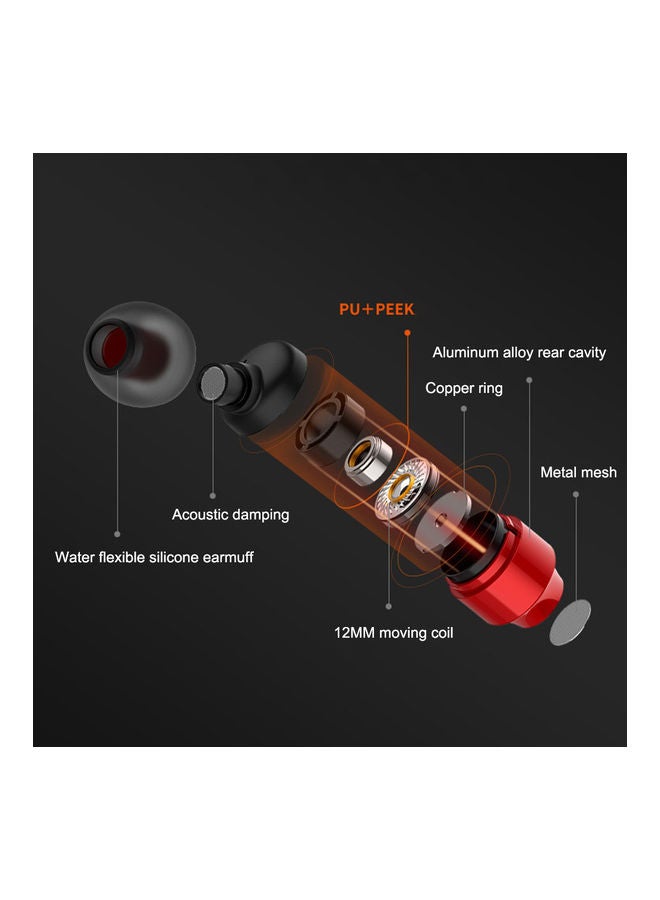 Generic Type-C Wired Headphones Red/Black  - Image 2