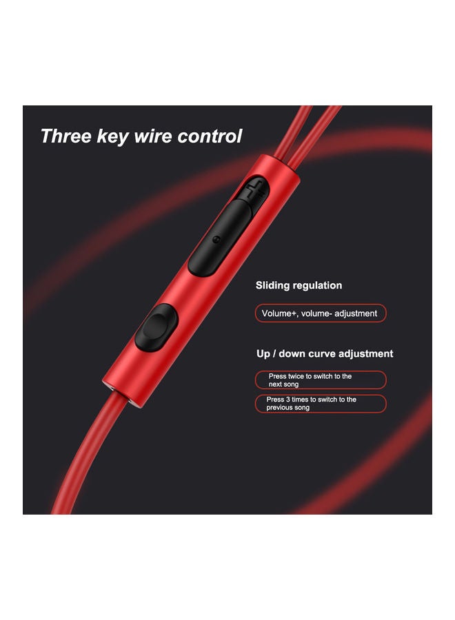 Generic Type-C Wired Headphones Red/Black  - Image 3