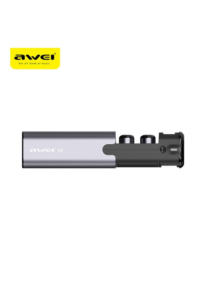 أوي سماعة أذن T8 TWS بالبلوتوث مع علبة شحن رمادي - Image 4