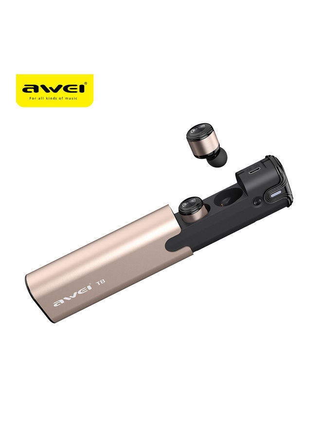 Awei T8 TWS Binaural Bluetooth In-Ear Earphones With Charging Case Rose Gold - Image 1