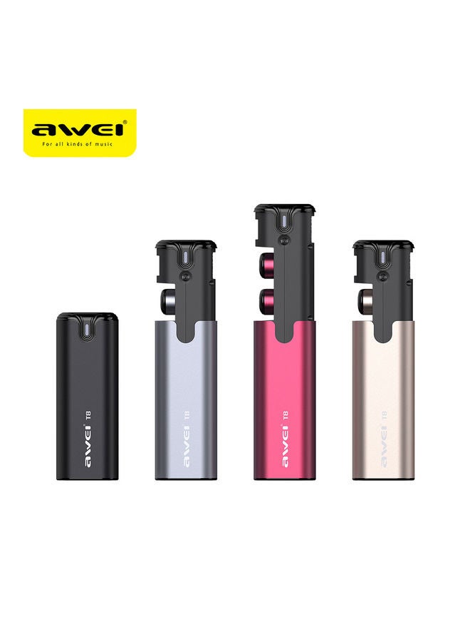 Awei T8 TWS Binaural Bluetooth In-Ear Earphones With Charging Case Rose Gold - Image 2