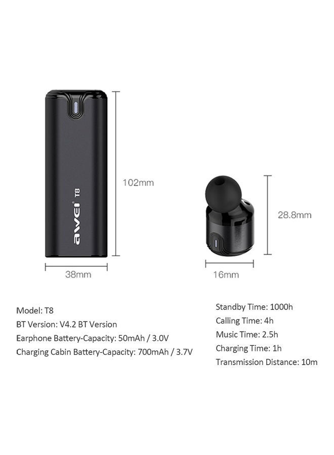 Awei T8 TWS Binaural Bluetooth In-Ear Earphones With Charging Case Rose Gold - Image 5