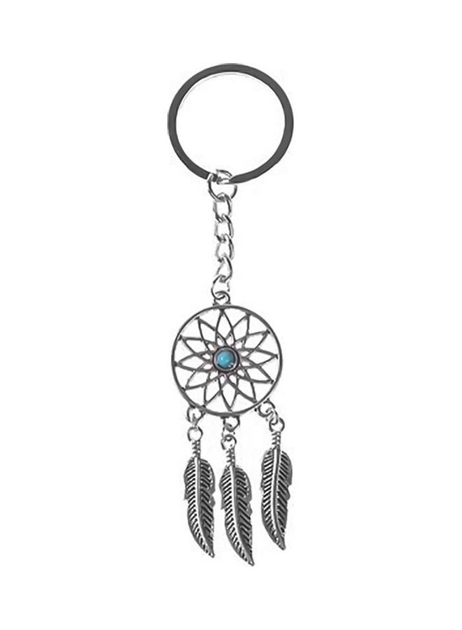 Dream Catcher Charm Faux Turquoise Inlaid Keychain - Image 1