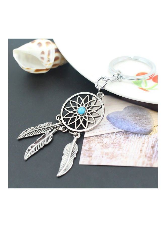Dream Catcher Charm Faux Turquoise Inlaid Keychain - Image 2