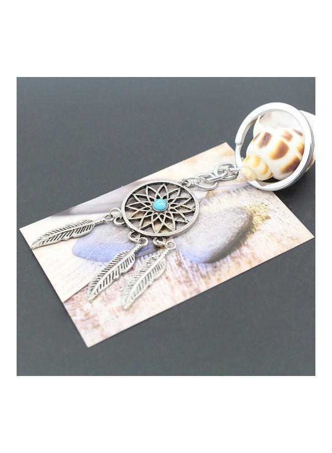 Dream Catcher Charm Faux Turquoise Inlaid Keychain - Image 3