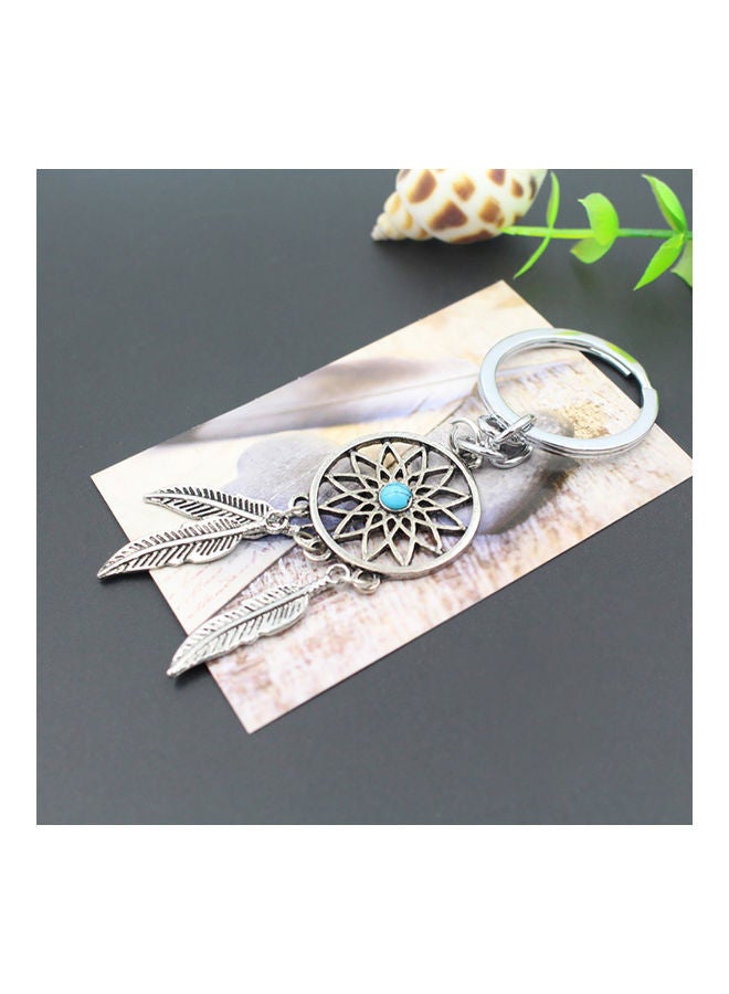 Dream Catcher Charm Faux Turquoise Inlaid Keychain - Image 4