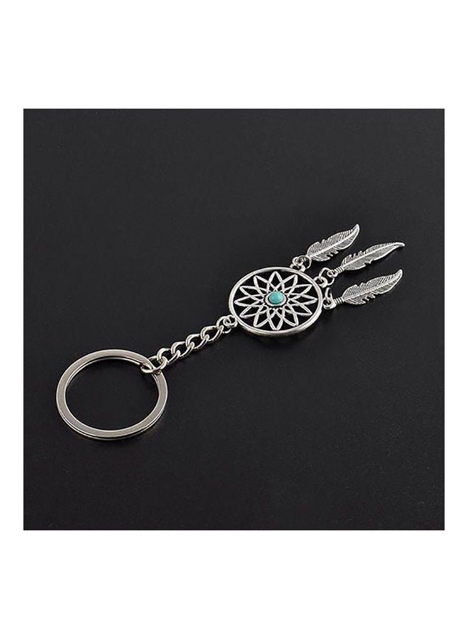 Dream Catcher Charm Faux Turquoise Inlaid Keychain - Image 5
