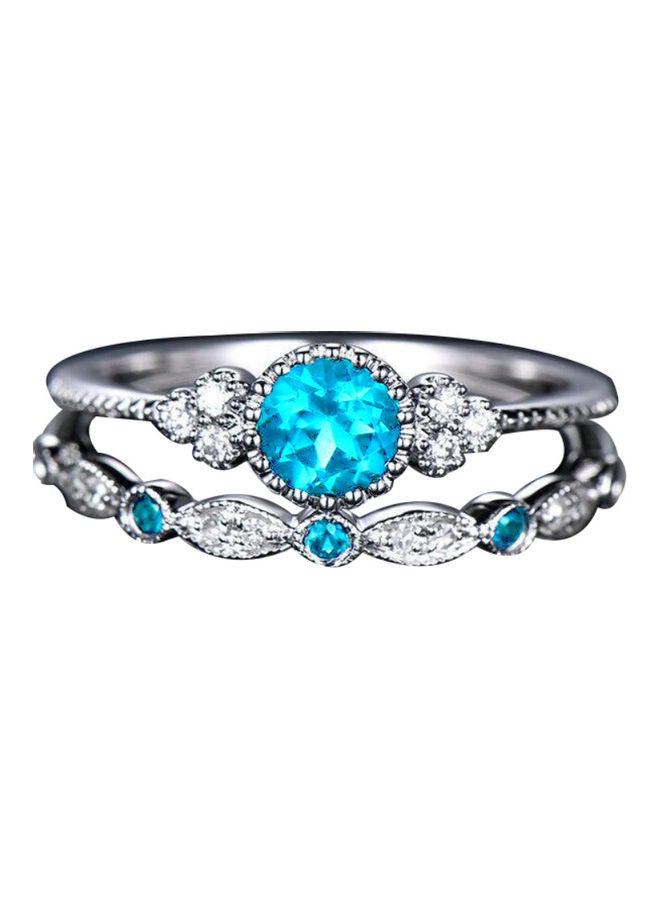 2-Piece Alloy Cubic Zirconia Studded Ring