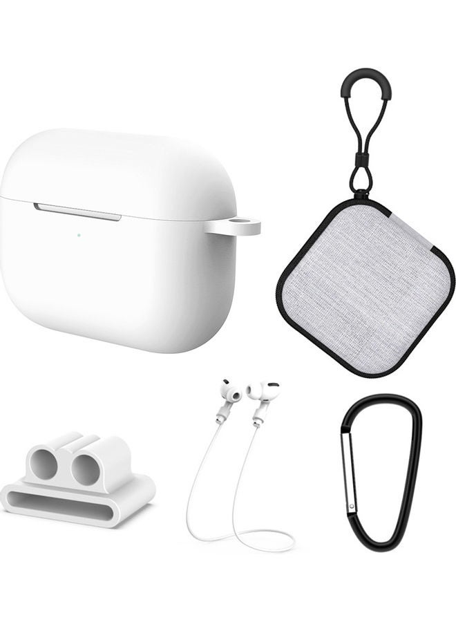 Generic - Set Of 5 Protective Case Cover, Watch Band Holder, Straps, Storage Bag And Hook For Apple AirPods Pro White/Black/Grey - Image 1
