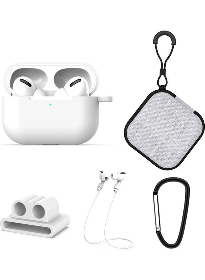 Generic - Set Of 5 Protective Case Cover, Watch Band Holder, Straps, Storage Bag And Hook For Apple AirPods Pro White/Black/Grey - Image 1