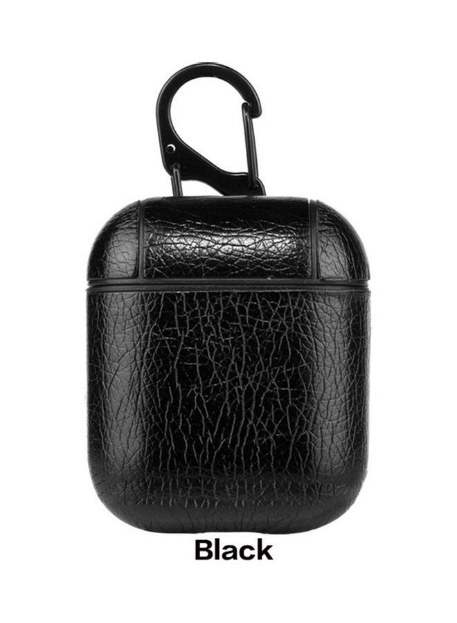 Generic - Leather Protective Case Cover For Apple AirPods With Climbing Hook Black - Image 1