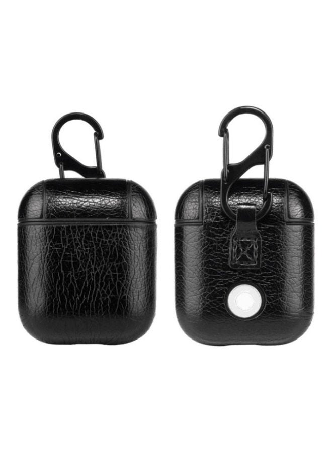 Generic - Leather Protective Case Cover For Apple AirPods With Climbing Hook Black - Image 1