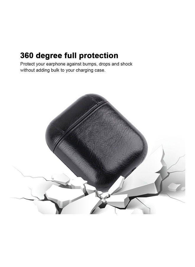 Generic - Leather Protective Case Cover For Apple AirPods With Climbing Hook Black - Image 1