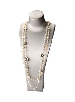Double Layer Faux Pearl Flower Necklace