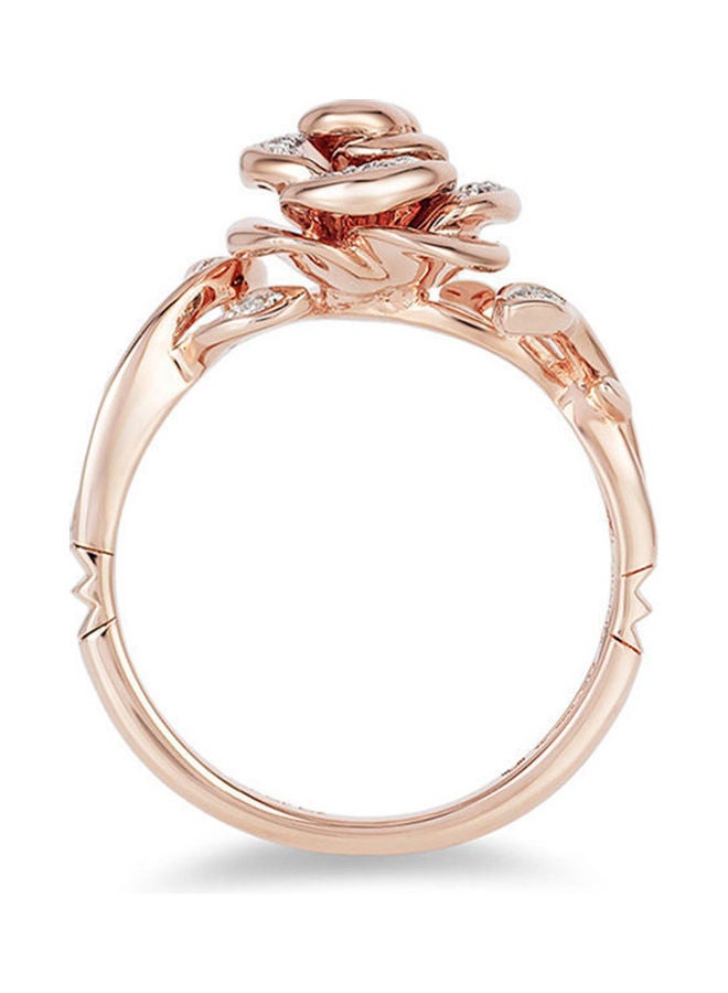 Rhinestone Studded Rose Design Jewellery Set - Image 2