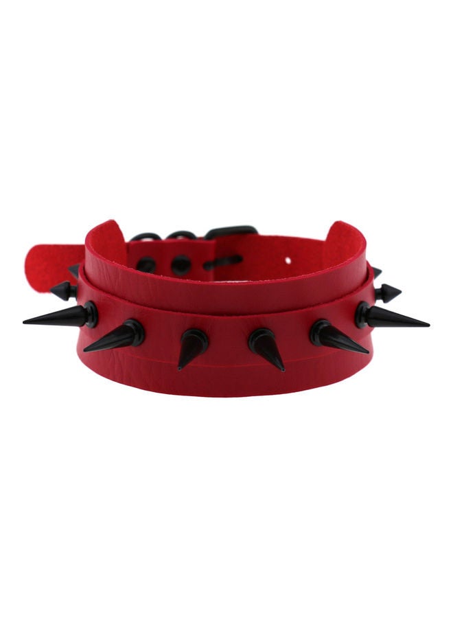 Ring Rivet Faux Leather Collar Necklace