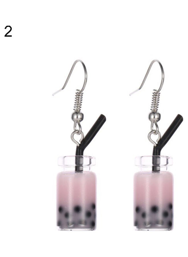 Generic - Bubble Tea Drink Dangle Long Ear Hooks Earrings - Image 1