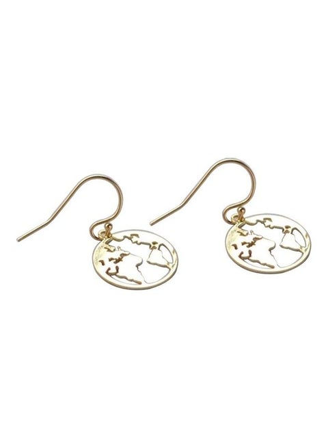 World Map Hollow Earth Dangle Hook Earrings