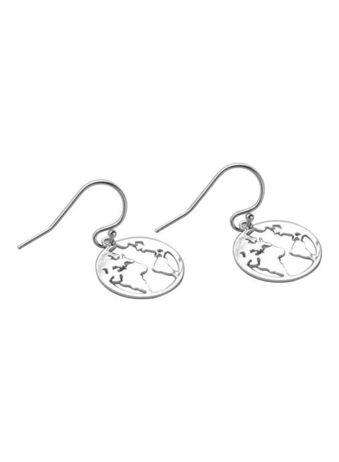 World Map Hollow Earth Dangle Hook Earrings