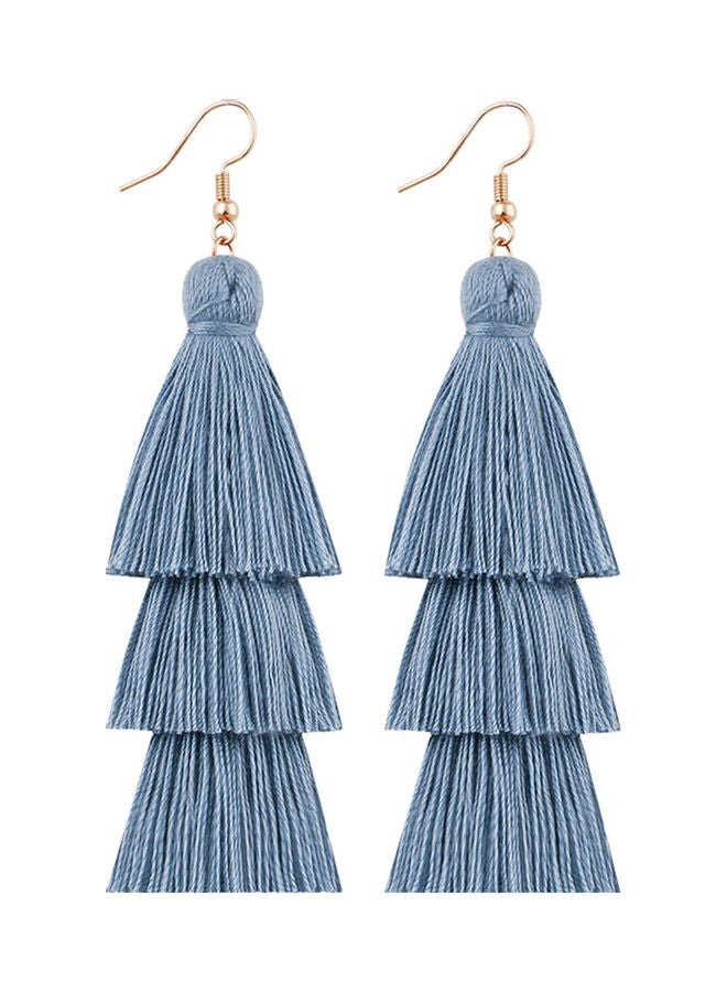 أقراط متدلية مزودة بخطّاف, متعددة الطبقات, مزينة بشراشيب و أهداب طويلة بتصميم بوهيمي