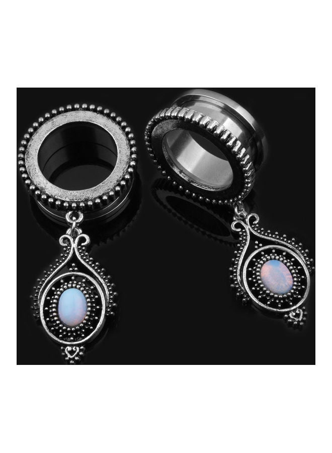 Faux Opal Water Drop Dangle Ear Tunnel Plug Stretcher - Image 4