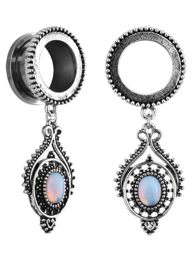 Faux Opal Water Drop Dangle Ear Tunnel Plug Stretcher - Image 5