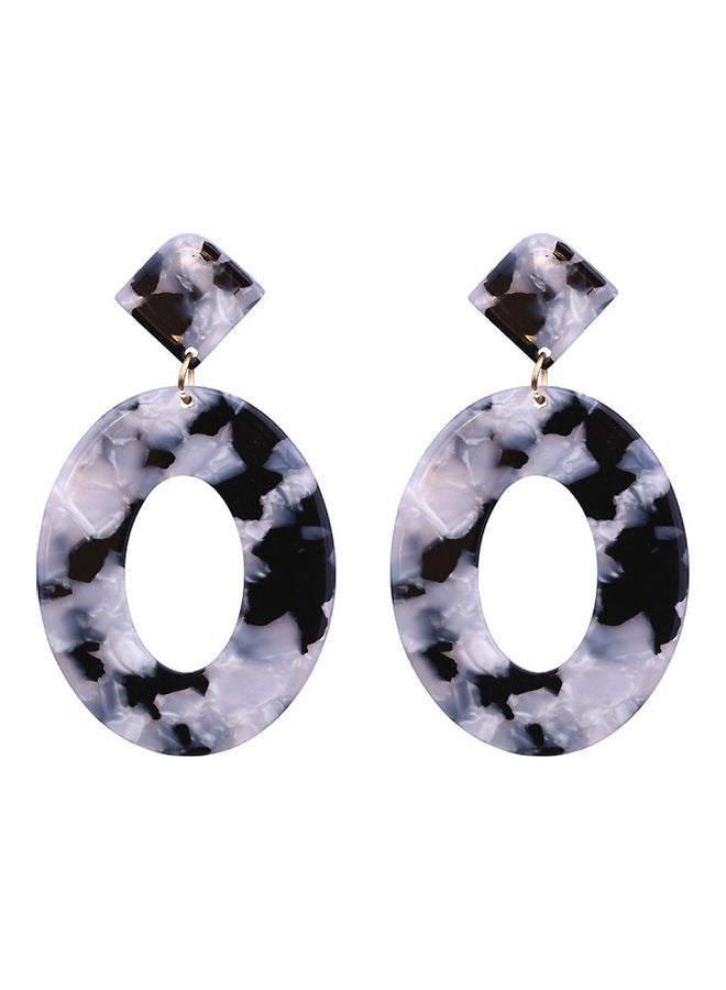 Hollow Oval Rhombus Geometric Dangle Ear Stud Earrings