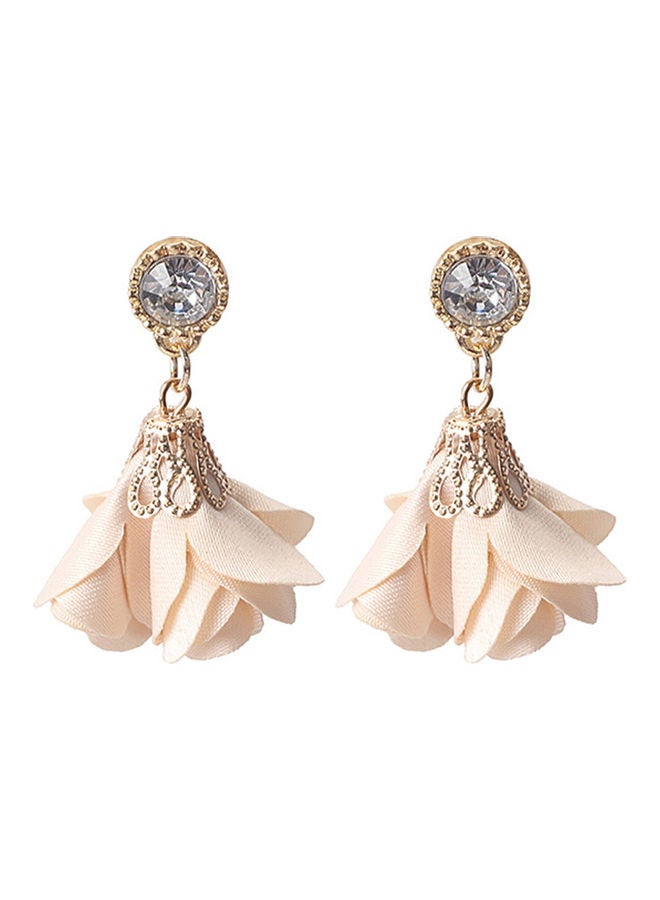 Rhinestone Studded Flower Shaped Dangle Earrings