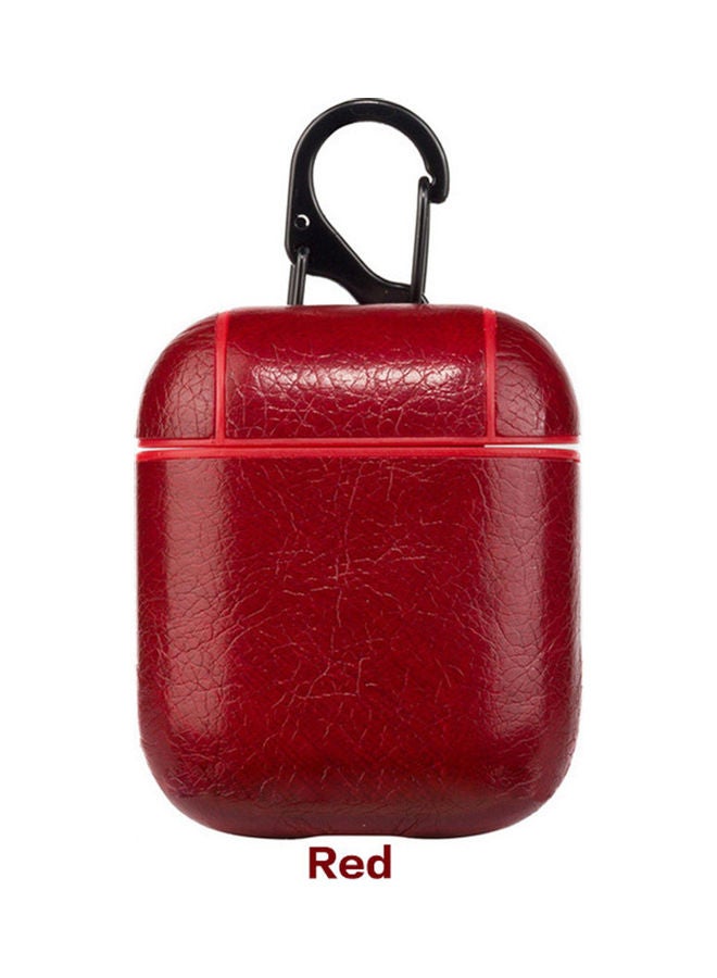 Generic - Leather Protective Case Cover For Apple AirPods Pro With Climbing Hook Red - Image 1