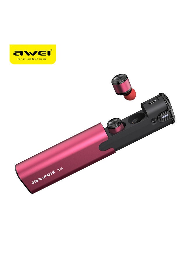 Awei T8 TWS Bluetooth In-Ear Earphones With Charging Case Rose Red - Image 1