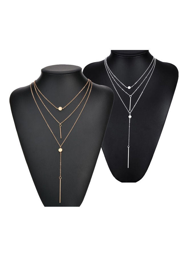 3-Layers Bar Tassel Charm Pendant Necklace - Image 4