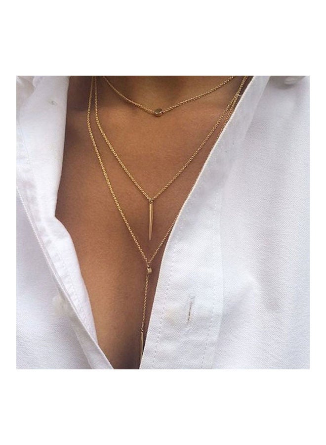 3-Layers Bar Tassel Charm Pendant Necklace - Image 3