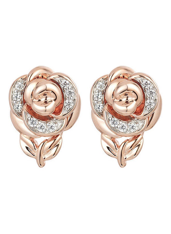 Generic - Rhinestone Studded Rose Design Jewellery Set - Image 1