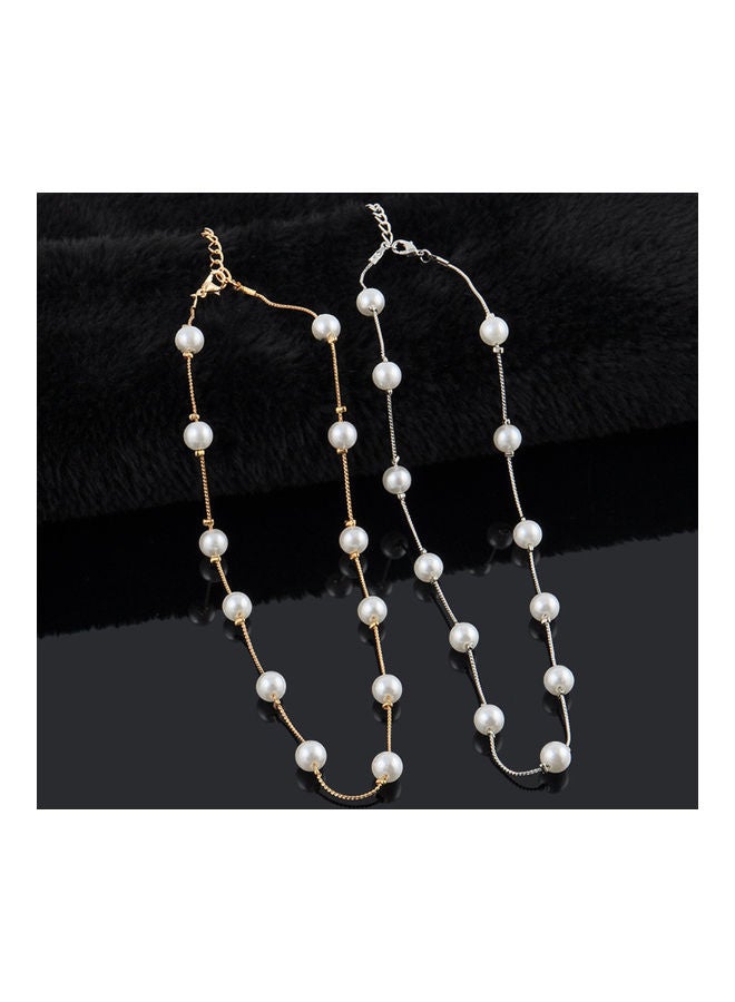 Faux Pearl Pendant One Layer Short Chain Necklace  - Image 2