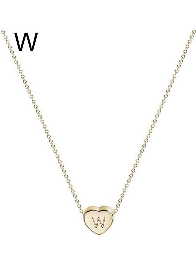 W Letter Heart Design Chain Pendant Necklace - Image 1