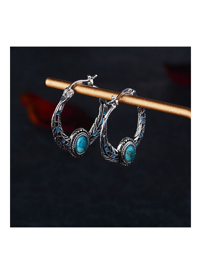 Generic - Faux Turquoise Studded Hoop Earrings - Image 1