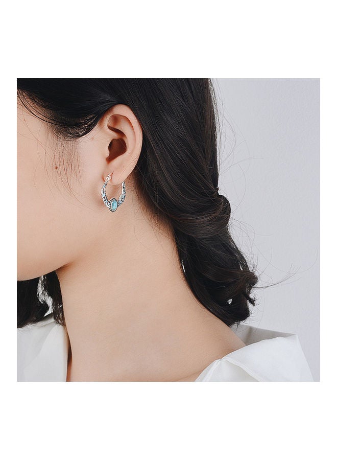 Generic - Faux Turquoise Studded Hoop Earrings - Image 1