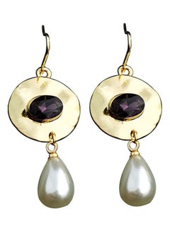 Faux Amethyst Pearl Droplet Dangle Earrings