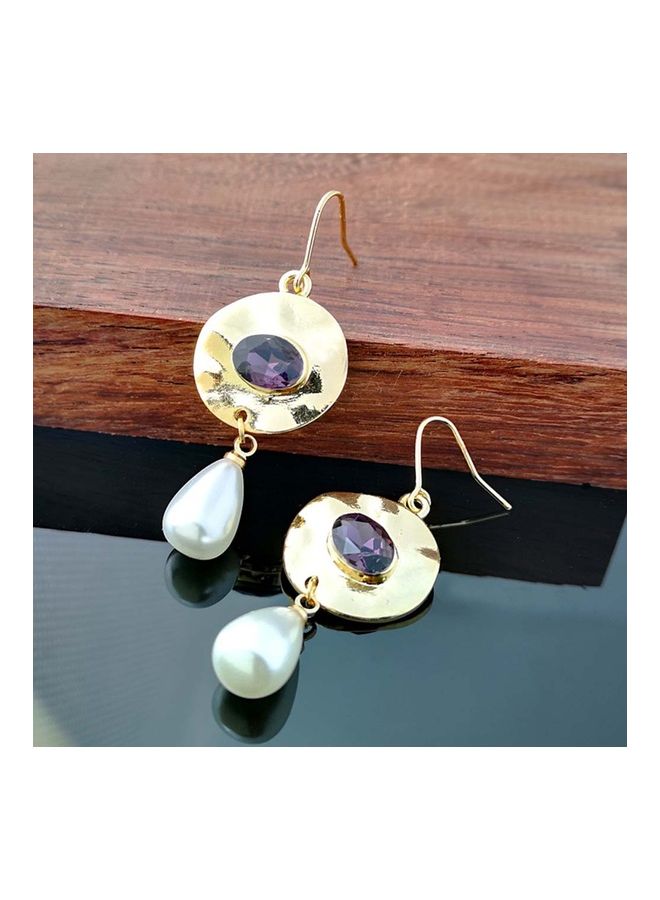 Generic - Faux Amethyst Pearl Droplet Dangle Earrings - Image 1