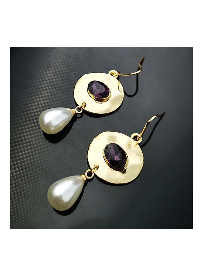Generic - Faux Amethyst Pearl Droplet Dangle Earrings - Image 1