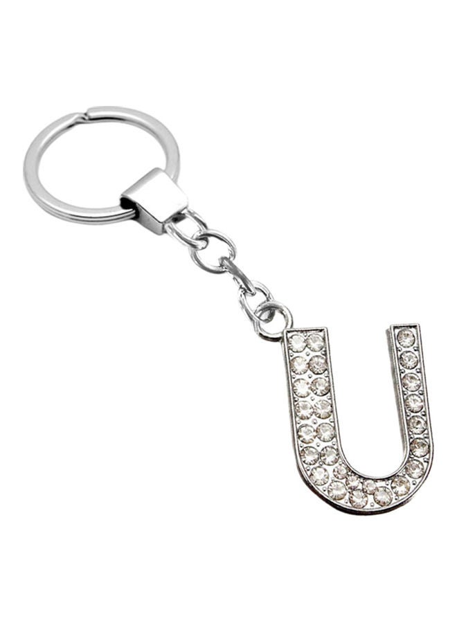 Alphabet Rhinestone Inlaid Keychain