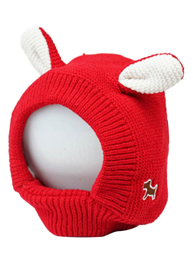 Knitted Winter Hat Red 24x38x3cm