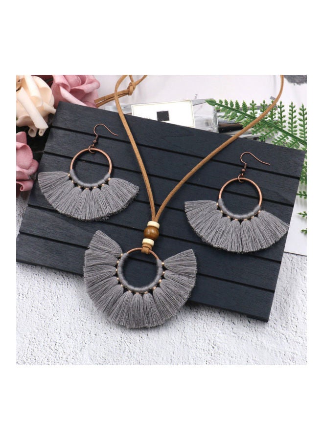 طقم قلادة بدلاية على شكل شراشيب - Image 2