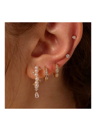 5-Piece Rhinestone Faux Pearl Geometric Stud Earrings - v1608402720/N43186200A_1