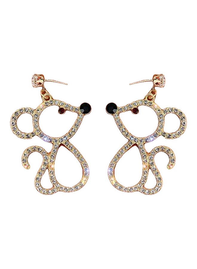 Rhinestone Inlaid Hollow Out Mouse Ear Stud Earrings - Image 1
