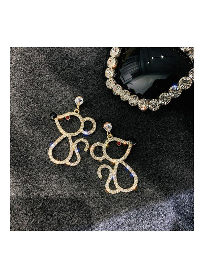 Rhinestone Inlaid Hollow Out Mouse Ear Stud Earrings - Image 2