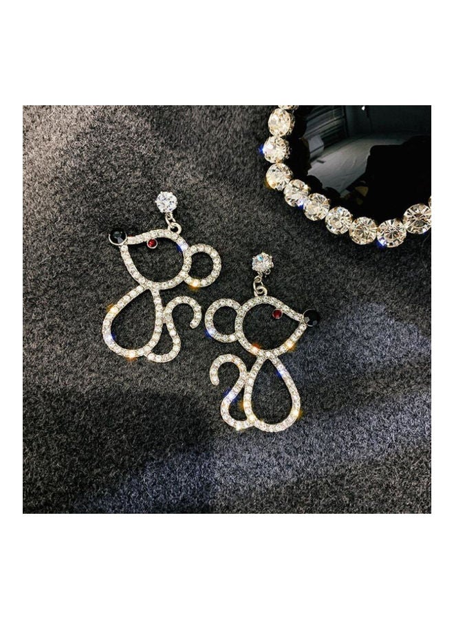 Rhinestone Inlaid Hollow Out Mouse Ear Stud Earrings - Image 3