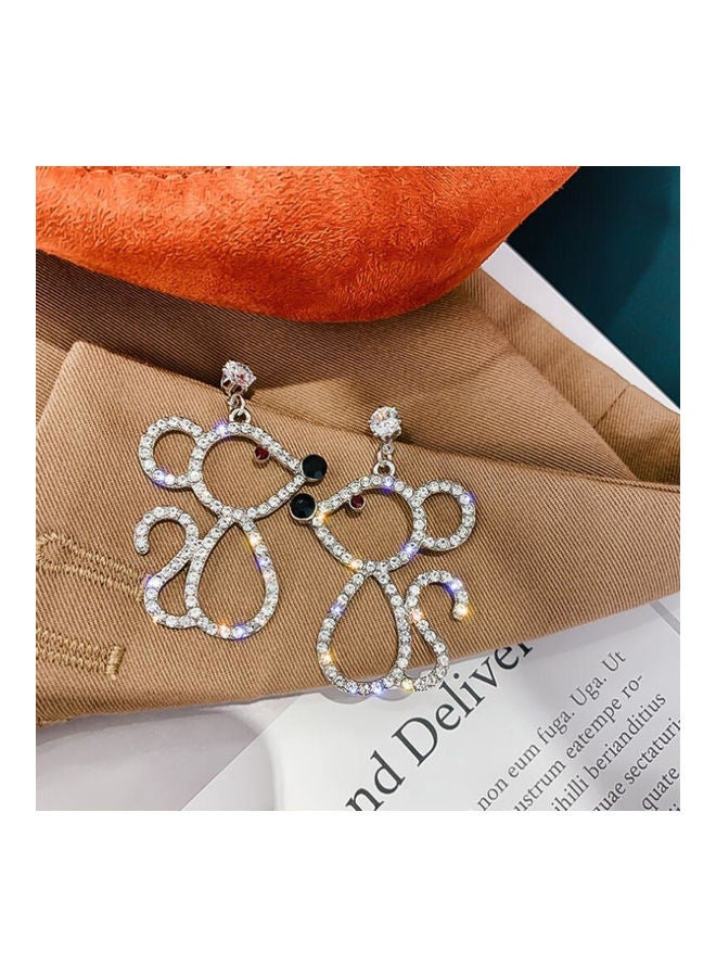 Rhinestone Inlaid Hollow Out Mouse Ear Stud Earrings - Image 4