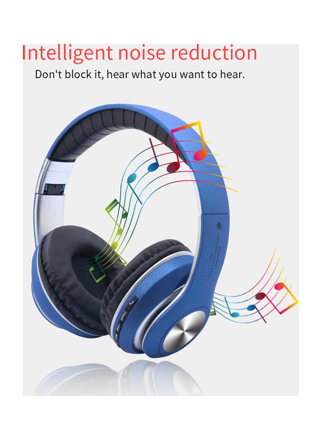 Generic Wireless On-Ear Headphones With Mic Blue  - Image 2