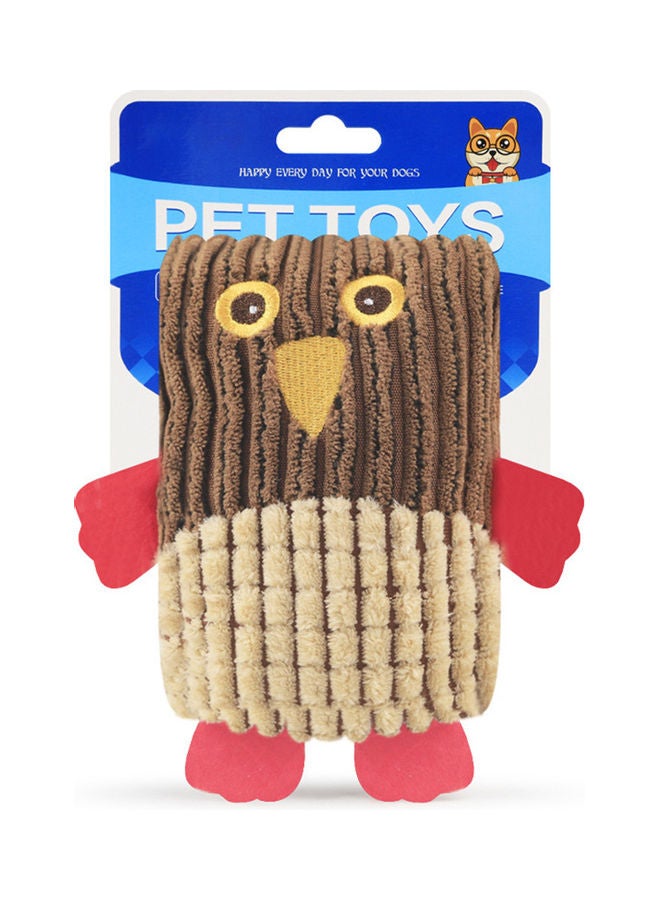 Teeth Grinding Cleaning Sound Plush Interactive Toy Coffee Brown 15x10x6cm